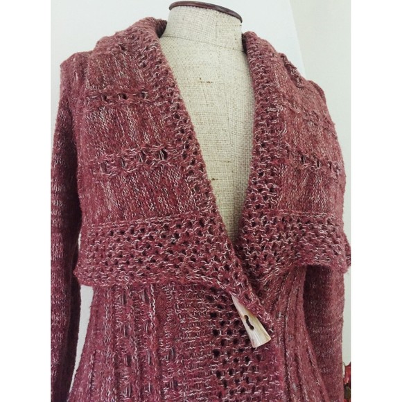 Anthropologie Rosie Neira All Days Red Wool Cardigan Sweater Small - Picture 2 of 6